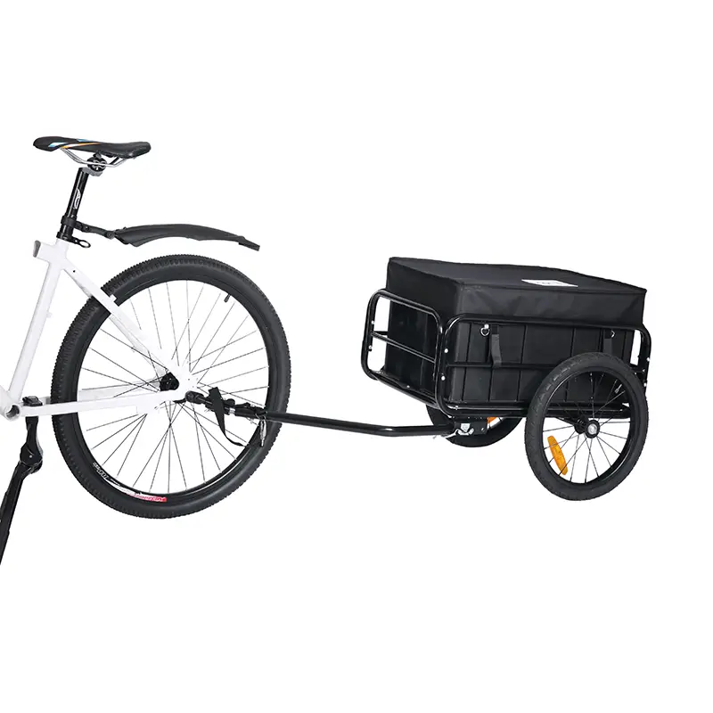 White background image_High-capacity bicycle cargo trailer attached to a bicycle model